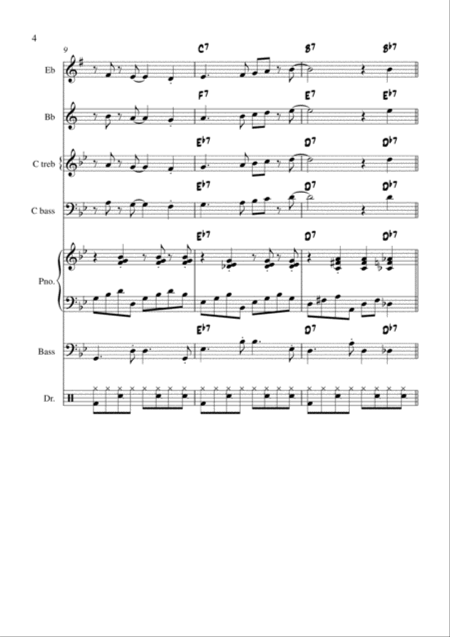 God Rest Ye Merry Gentlemen (bossa) Jazz Ensemble scores gallery preview page 4