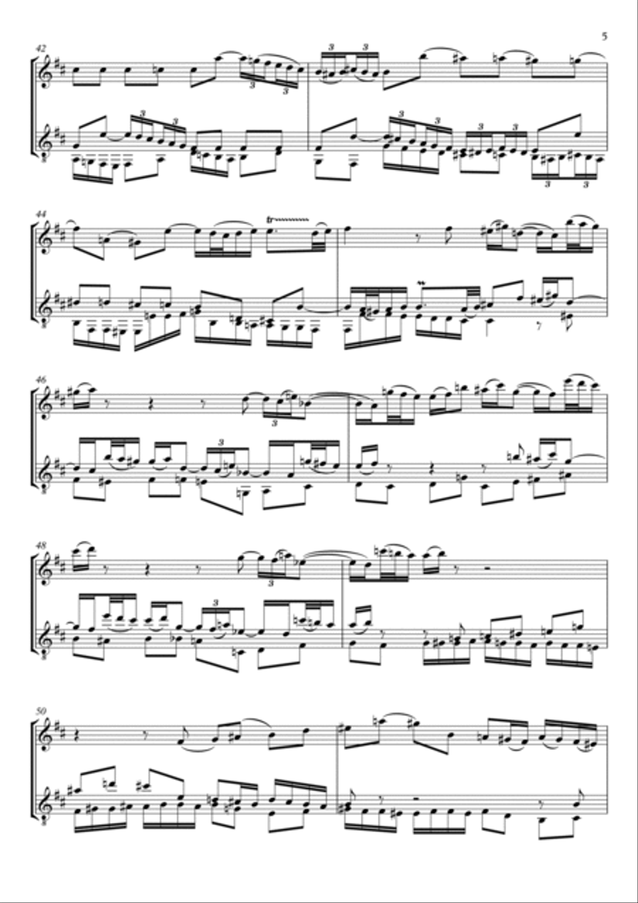 ANDANTE - SONATA I - BWV 1030 - J.S.BACH - FOR FLUTE AND GUITAR Chamber Music scores gallery preview page 6