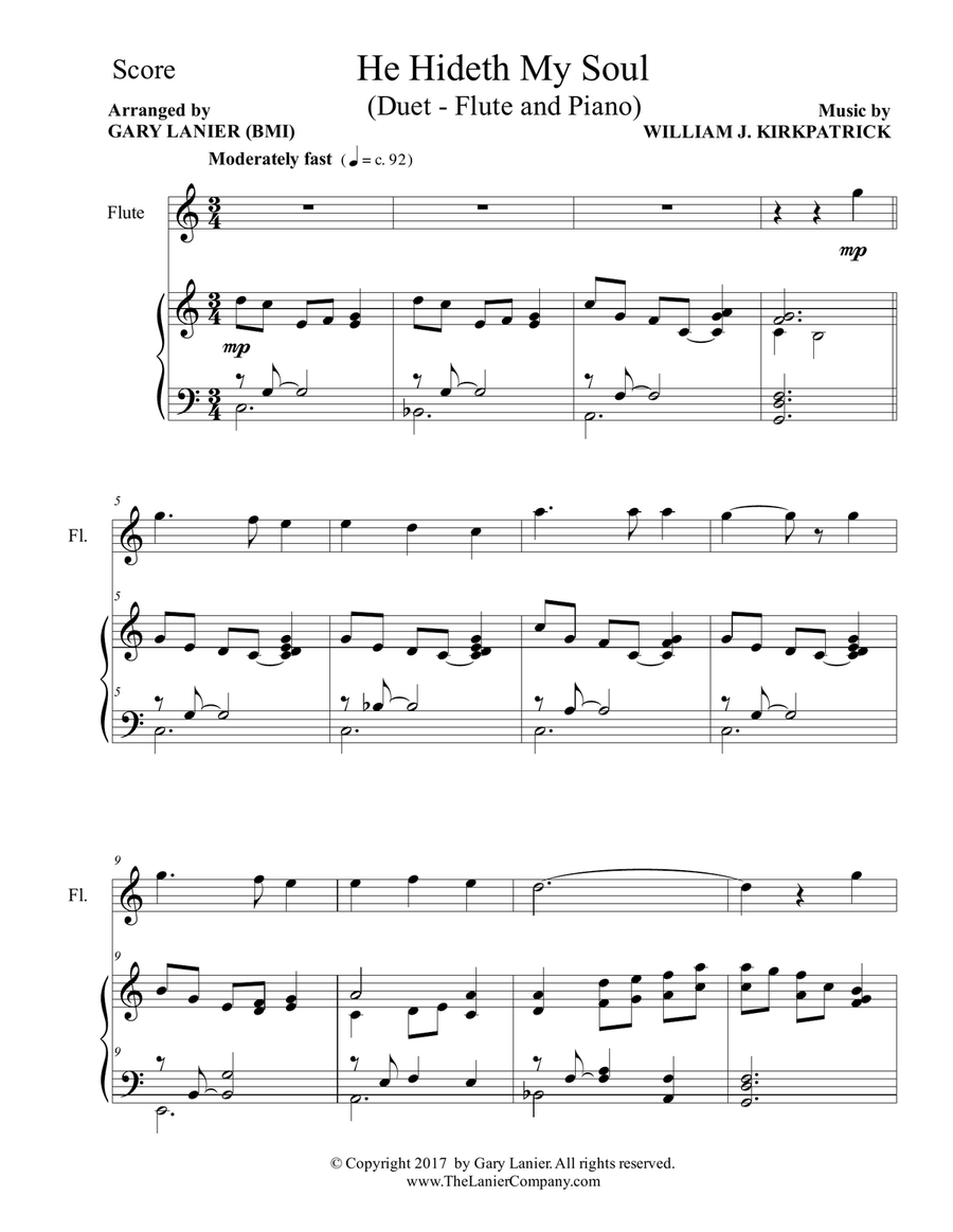 HE HIDETH MY SOUL (Duet - Flute & Piano with Score/Part) Flute Solo scores gallery preview page 2