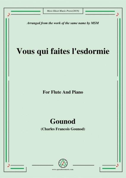 Gounod-Vous qui faites l'esdormie,for Flute and Piano image number null