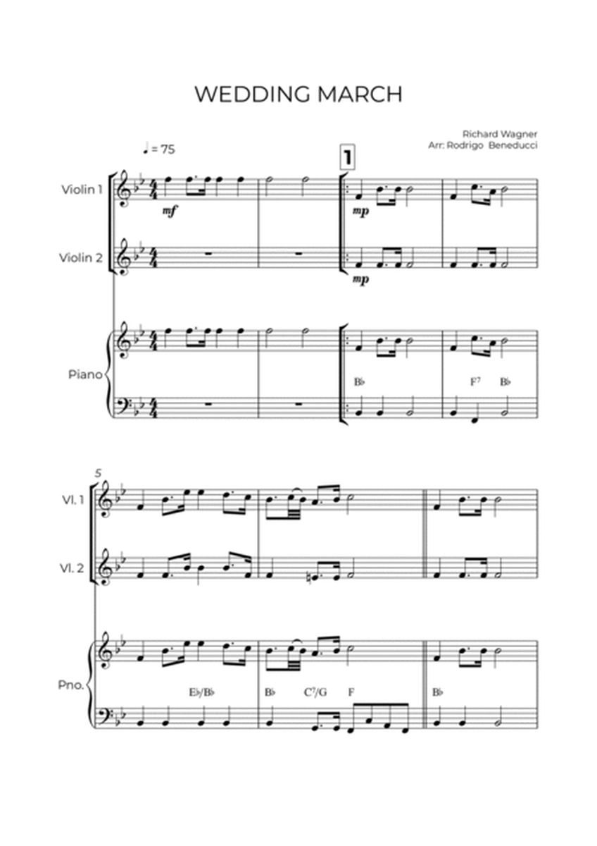 WEDDING MARCH - RICHARD WAGNER - STRING PIANO TRIO (VIOLIN 1, VIOLIN 2 & PIANO) image number null
