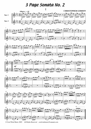 Three Page Sonata No. 2 (for 2 Saxophones)