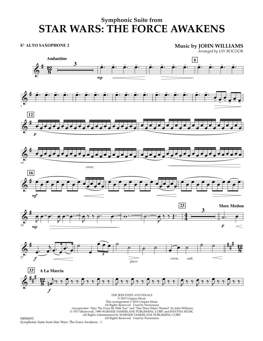 Symphonic Suite from Star Wars: The Force Awakens - Eb Alto Saxophone 2 Alto Saxophone scores gallery preview page 1