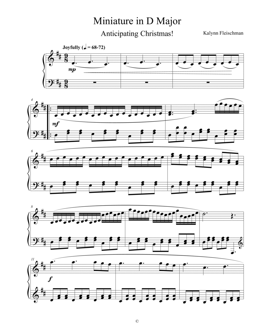Miniature in D Major: Anticipating Christmas Piano Method scores gallery preview page 1