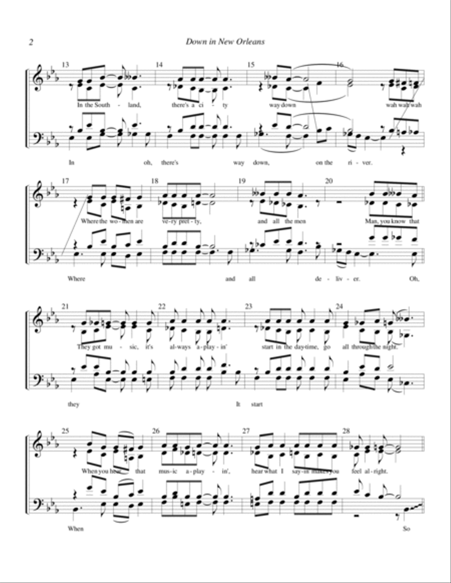 Down In New Orleans 4-Part scores gallery preview page 2