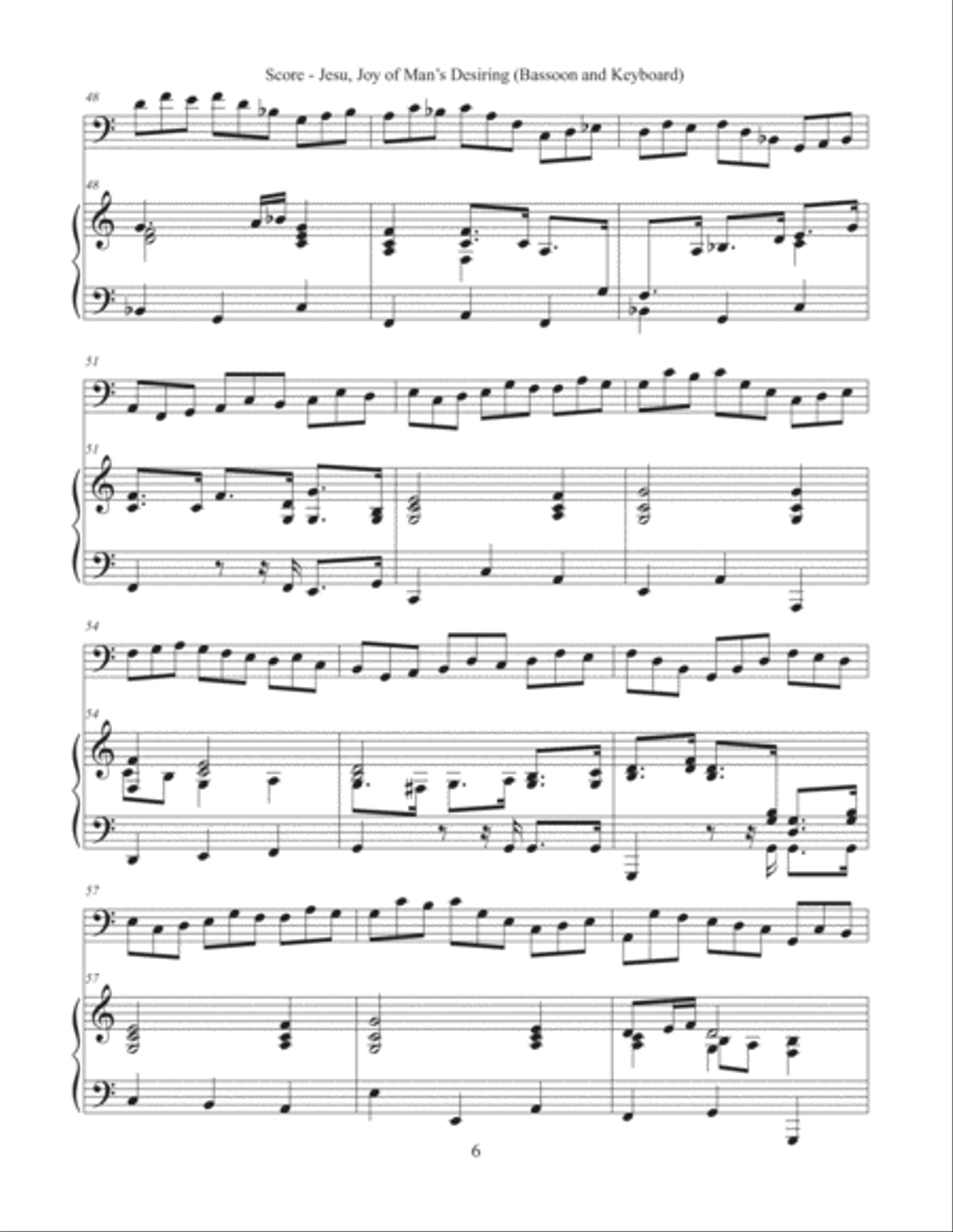 Jesu, Joy of Man's Desiring (Bassoon and Keyboard) Bassoon Solo scores gallery preview page 6