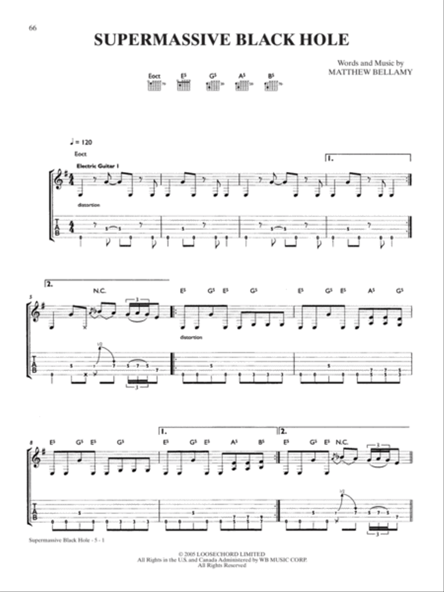 Supermassive Black Hole Guitar Tablature scores gallery preview page 1