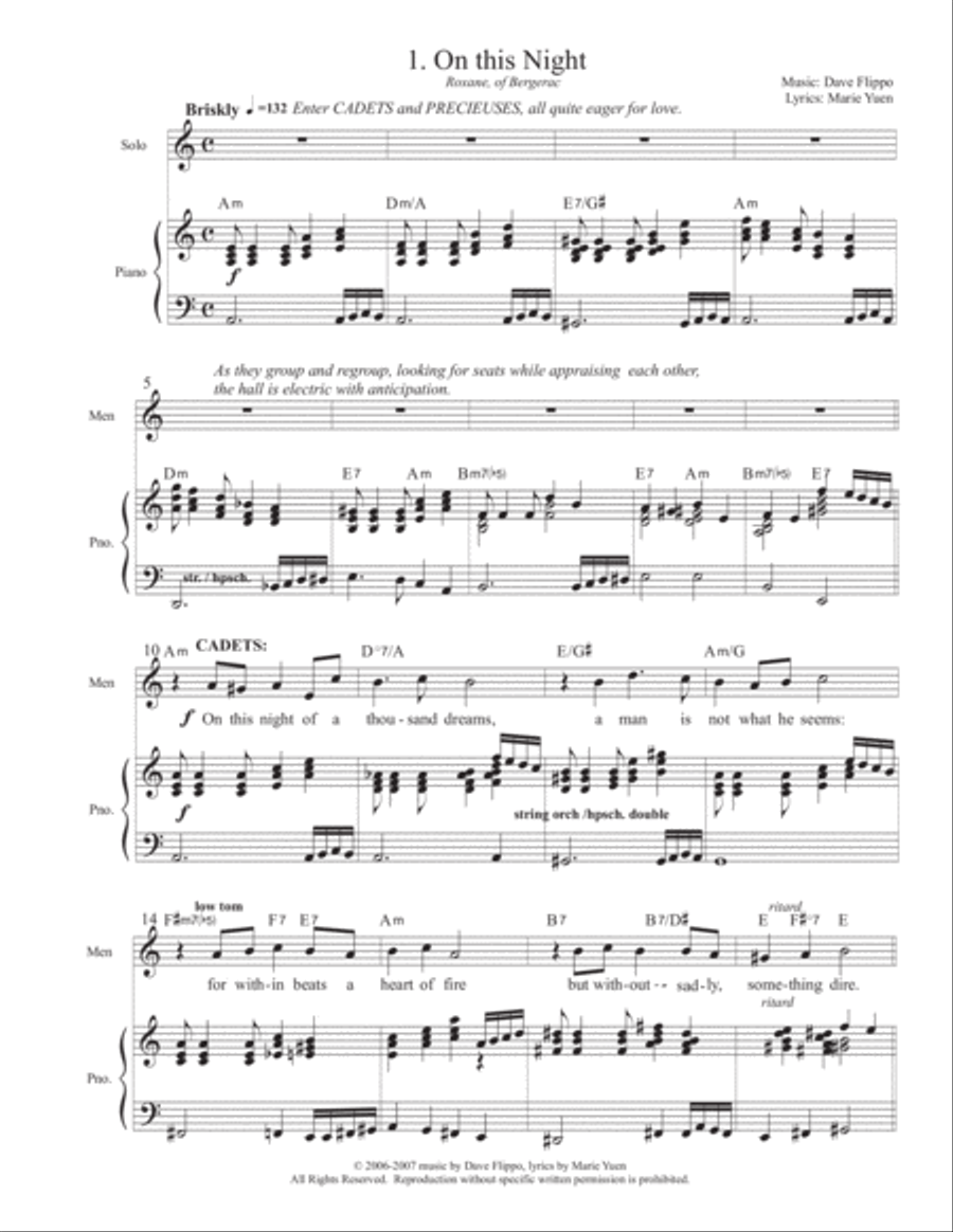 ENSEMBLE COLLECTION - Three ensemble pieces from Roxane, of Bergerac - a full length musical Voice scores gallery preview page 2