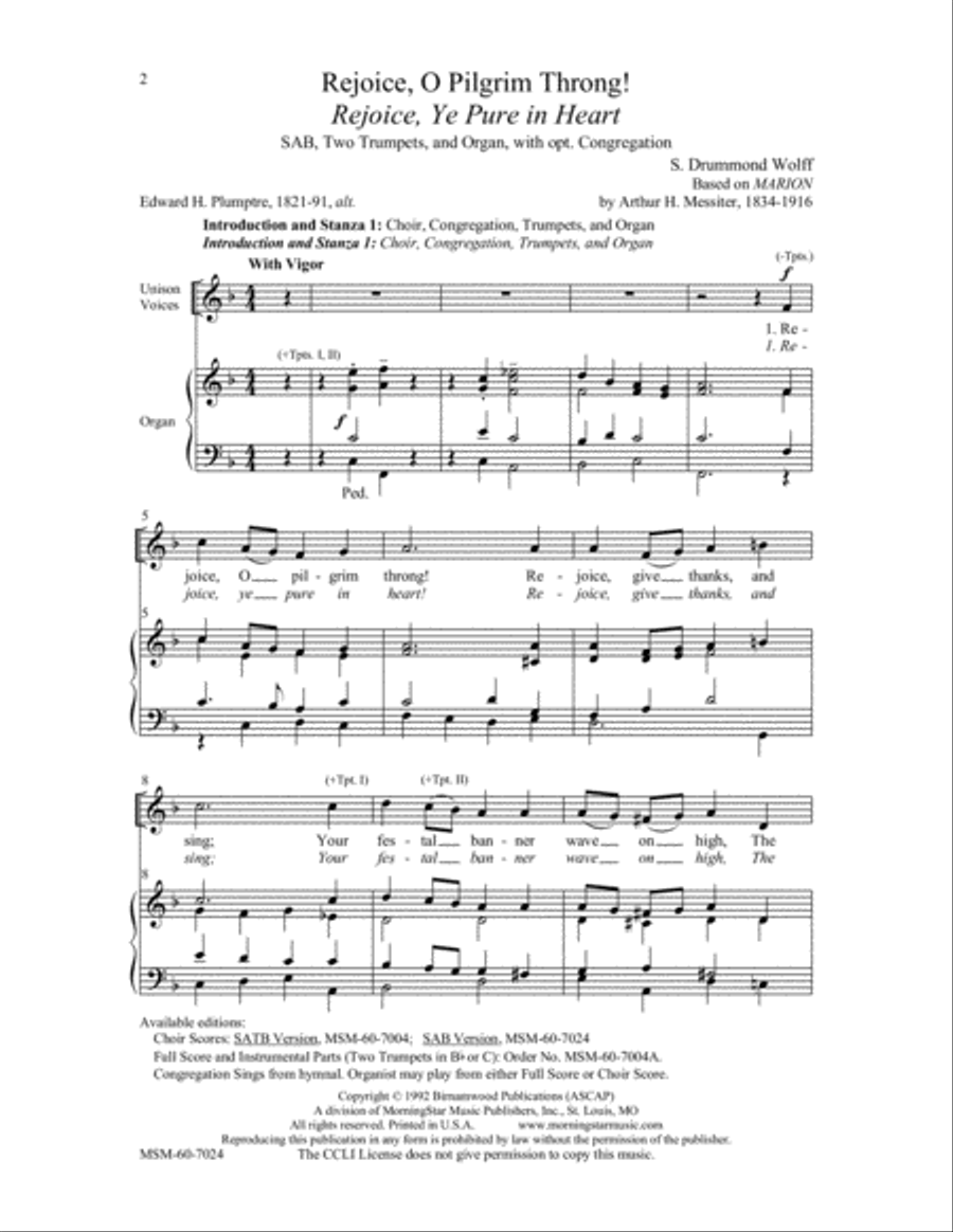 Rejoice, O Pilgrim Throng! (Choral Score) 3-Part scores gallery preview page 2