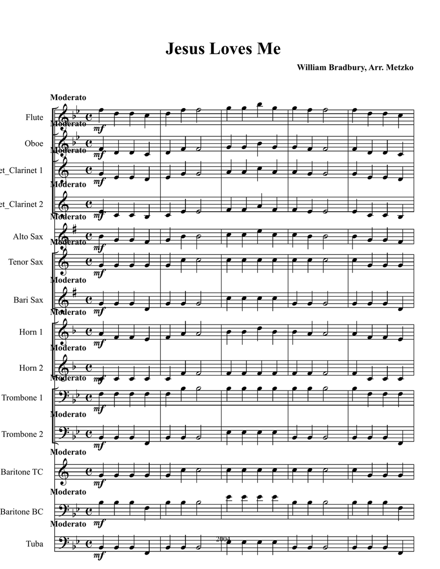 Jesus Loves Me for Concert Band Concert Band scores gallery preview page 1