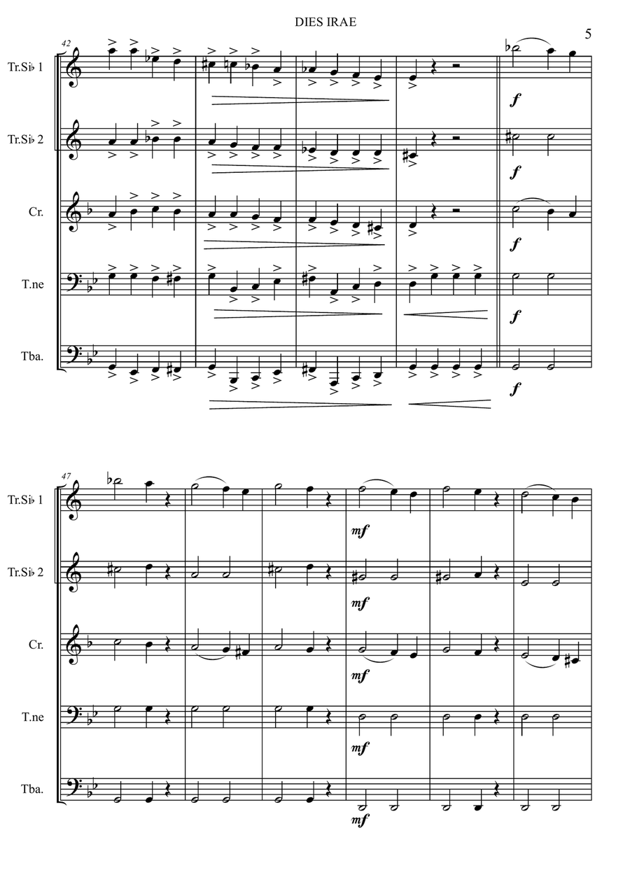 DIES IRAE from REQUIEM by G. Verdi Brass Ensemble scores gallery preview page 6