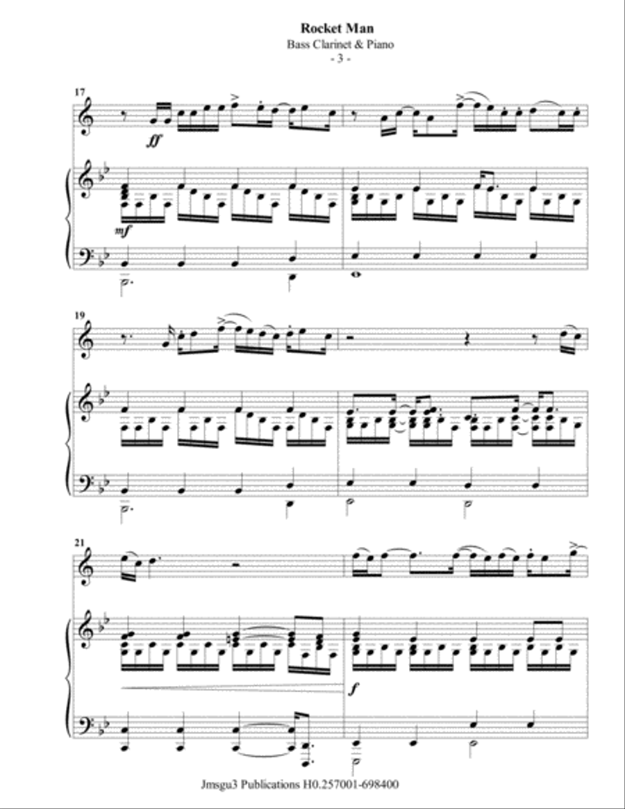 Rocket Man (I Think It's Gonna Be A Long Long Time) Bass Clarinet scores gallery preview page 4