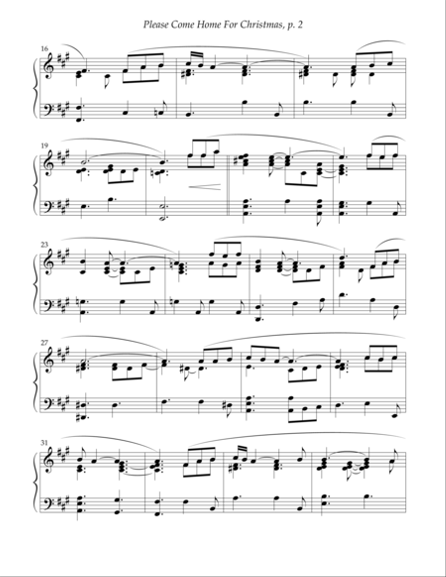 Please Come Home For Christmas Piano Solo scores gallery preview page 2