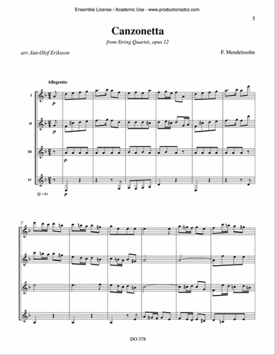 Romances sans paroles op. 19 & Canzonetta op. 12 Guitar Ensemble scores gallery preview page 5