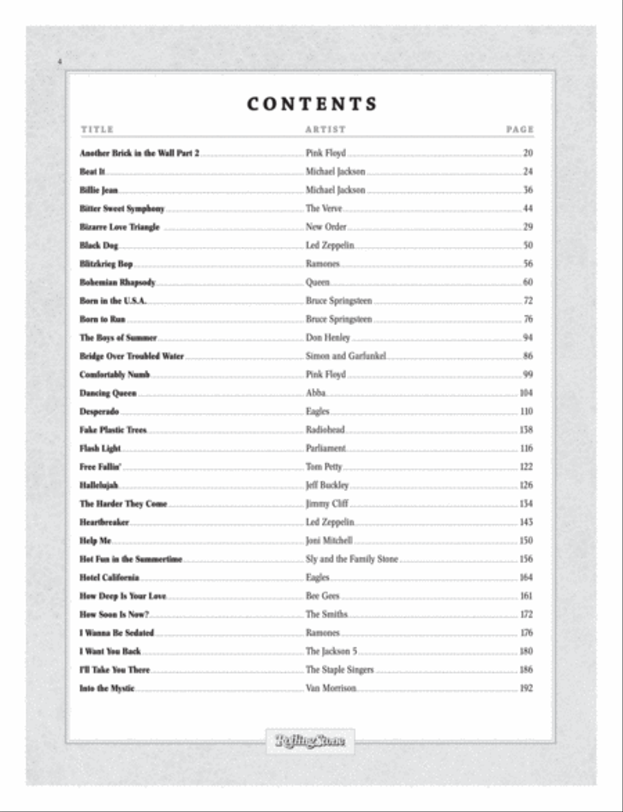 Rolling Stone: 500 Greatest Songs of All Time Piano, Vocal, Guitar scores gallery preview page 2