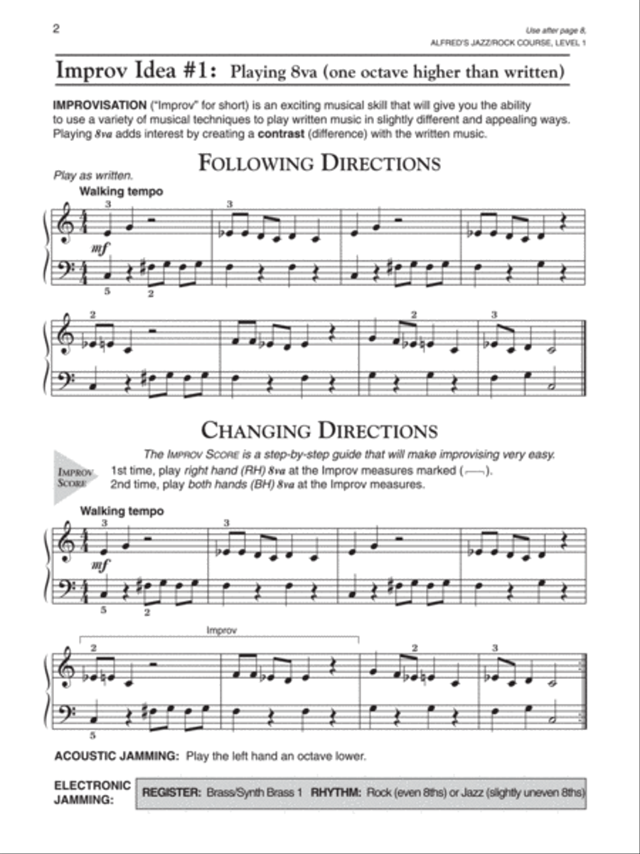 Alfred's Basic Jazz/Rock Course - Jazz/Rock Improvisation (Level 1) Piano Method scores gallery preview page 6