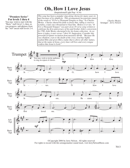 O How I Love Jesus (Arrangements Level 1-4 for TRUMPET + Written Acc) Hymns image number null