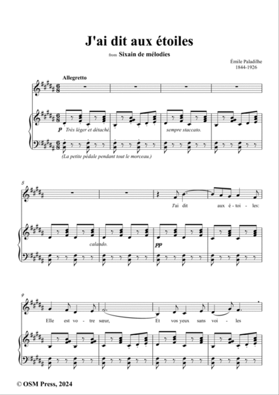 Paladilhe-J'ai dit aux étoiles(Sérénade),in B Major Voice scores gallery preview page 2