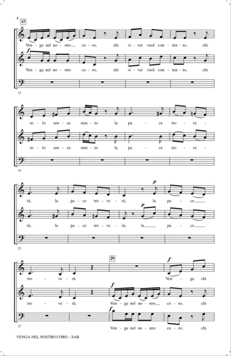 Venga Nel Nostro Coro Venga Nel Nostro Coro 3-Part scores gallery preview page 2