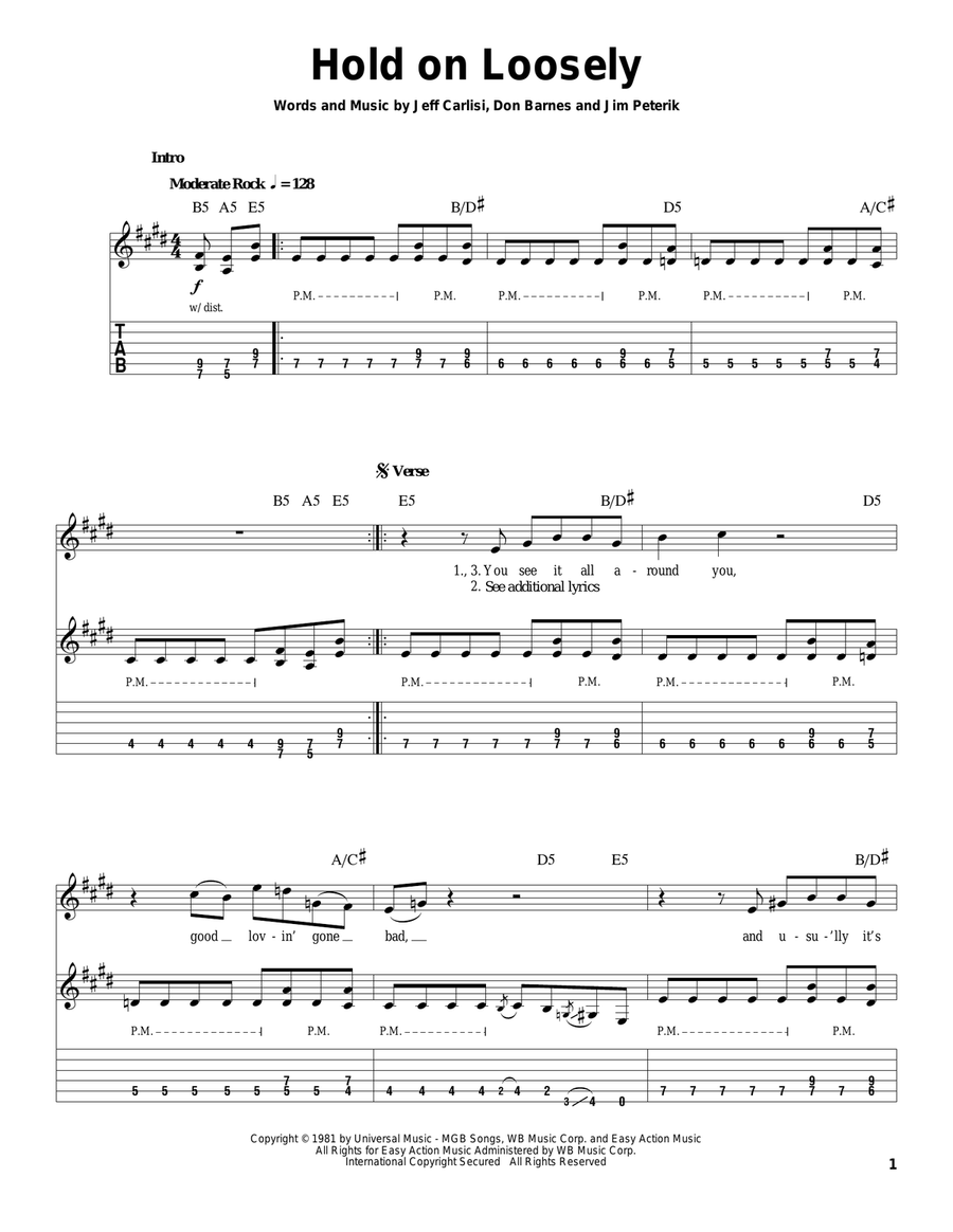 Hold On Loosely Acoustic Guitar scores gallery preview page 1