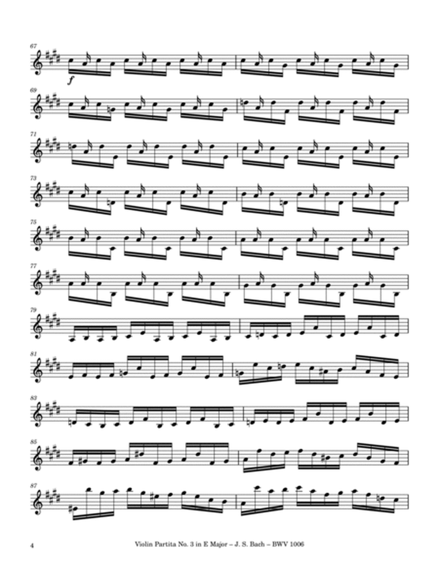 Solo Violin Partita No. 3 in E Major - J. S. Bach, BWV 1006 image number null