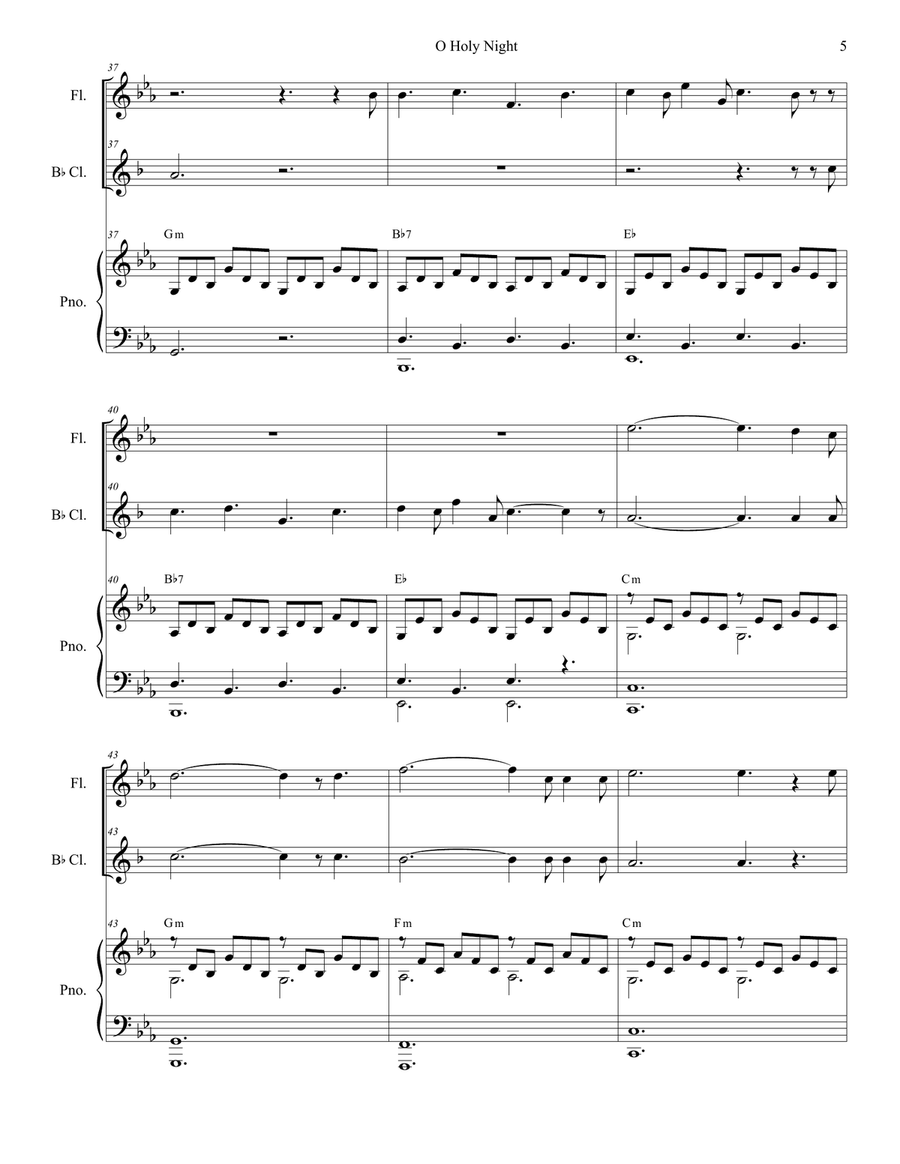 O Holy Night (Duet for Flute and Bb-Clarinet) Woodwind Duet scores gallery preview page 6