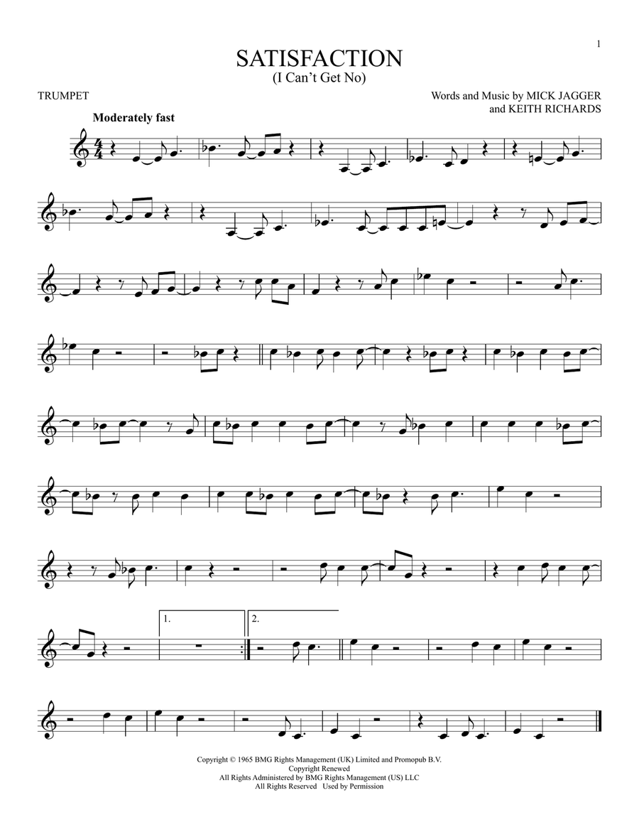 (I Can't Get No) Satisfaction Trumpet Solo scores gallery preview page 1