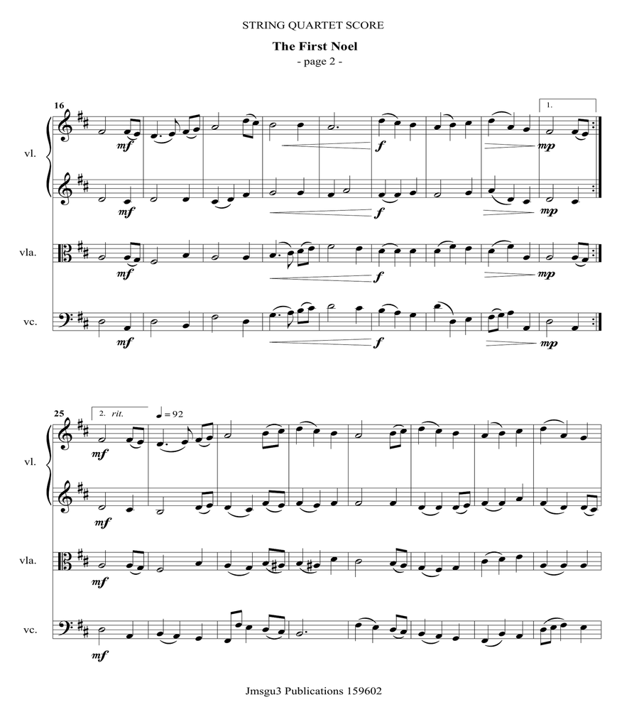 The First Noel for String Quartet image number null