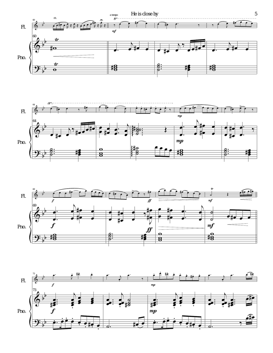 He is close by for flute and piano Flute Solo scores gallery preview page 5