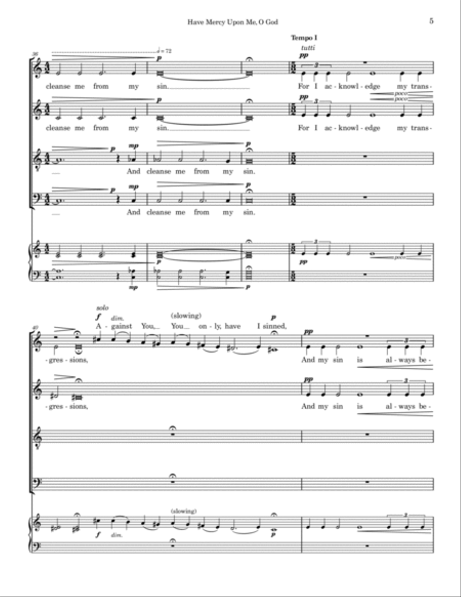 Have Mercy Upon Me, O God (Psalm 51) 4-Part scores gallery preview page 5