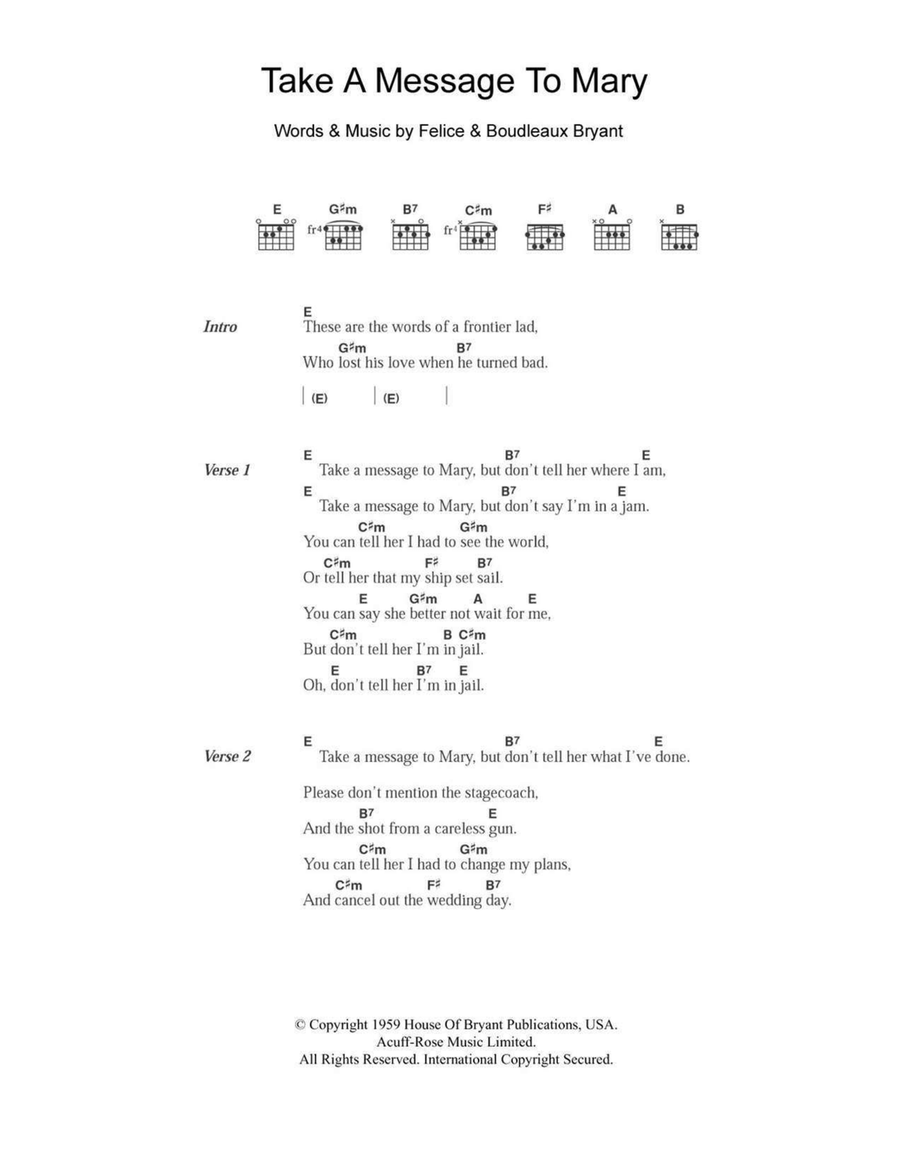Take A Message To Mary Acoustic Guitar scores gallery preview page 1