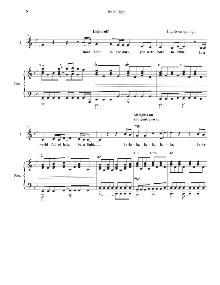 Be A Light Unison Choir scores gallery preview page 6