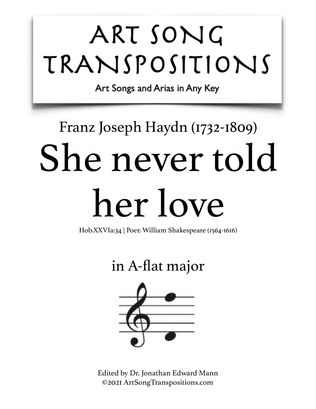 Book cover for HAYDN: She never told her love (transposed to A-flat major)