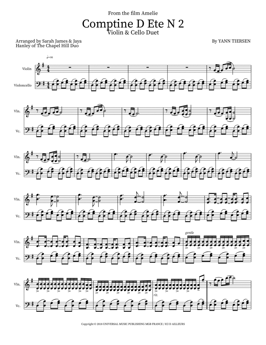Comptine D Ete N 2 String Duet scores gallery preview page 1