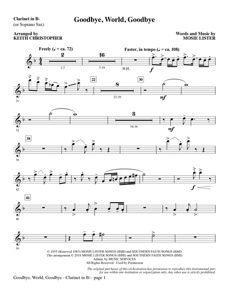 Goodbye, World, Goodbye (arr. Keith Christopher) - Clarinet (Opt. Soprano Sax)