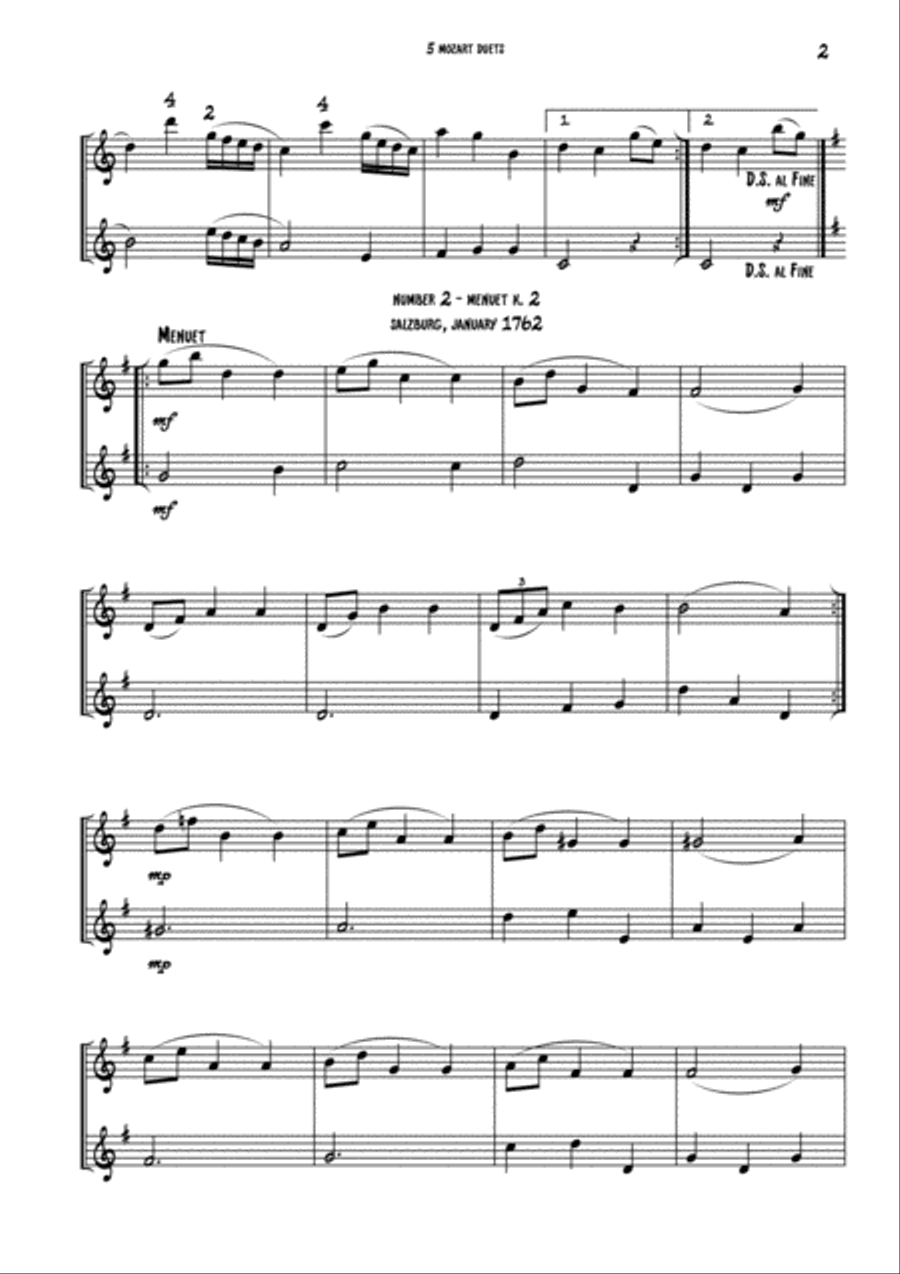 5 Mozart Violin duets String Duet scores gallery preview page 2
