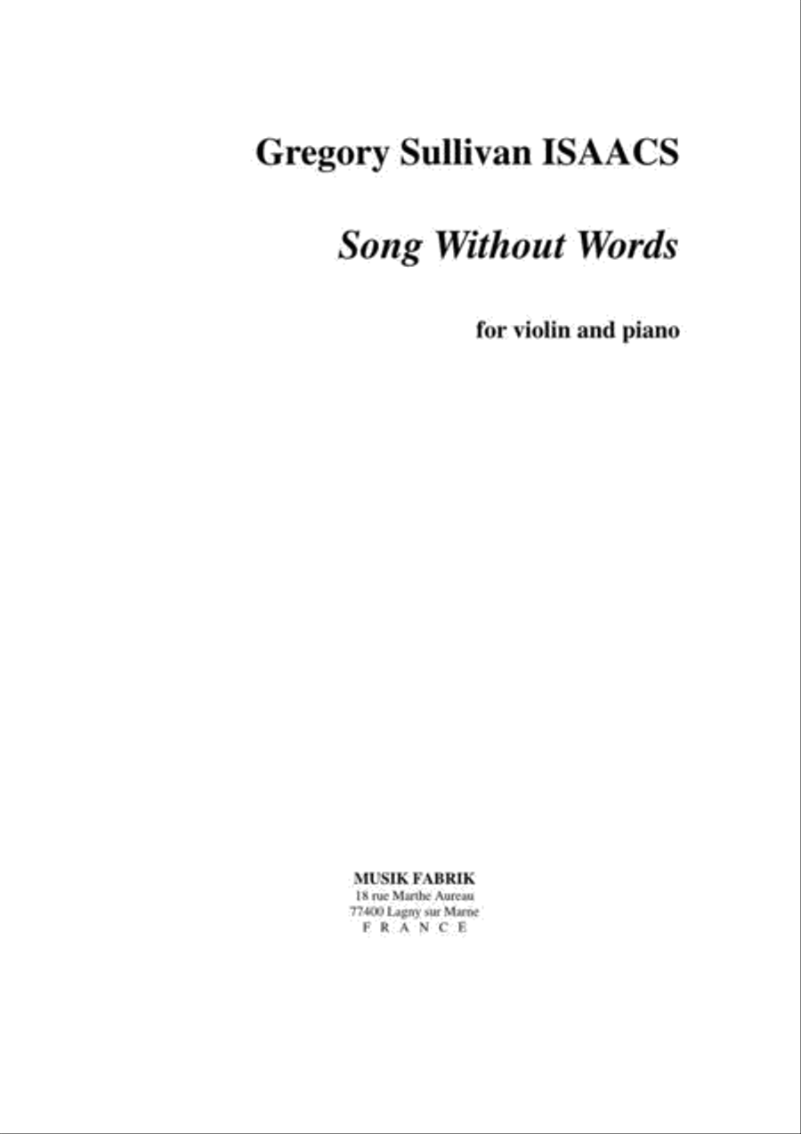 Song Without Words Violin Solo scores gallery preview page 1
