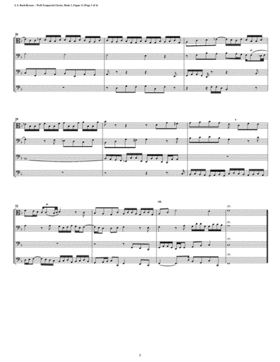 Fugue 13 from Well-Tempered Clavier, Book 1 (Trombone Quartet) image number null