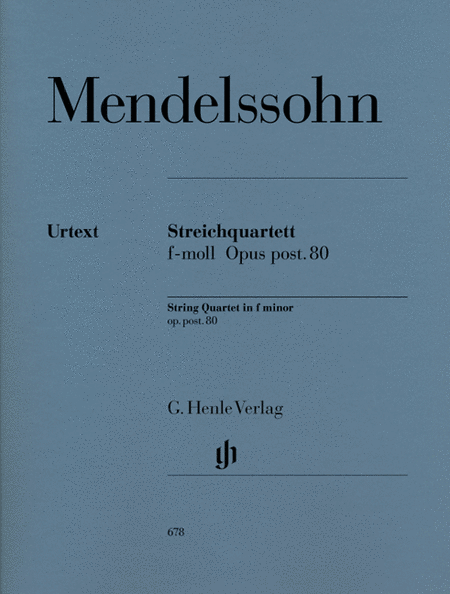 String Quartet F Minor Op. Posth. 80 by Felix Bartholdy Mendelssohn String Quartet - Sheet Music