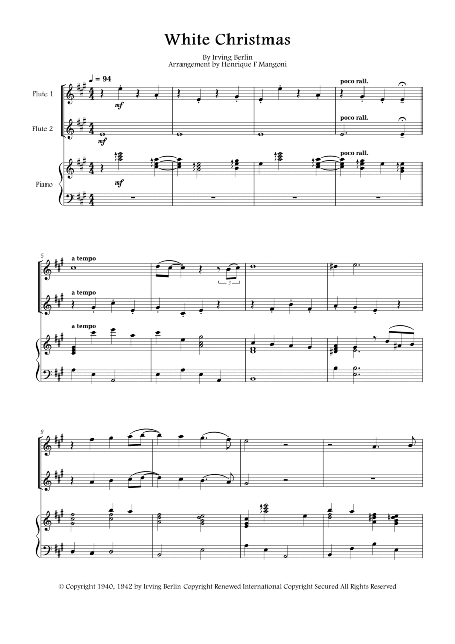 White Christmas Woodwind Duet scores gallery preview page 1