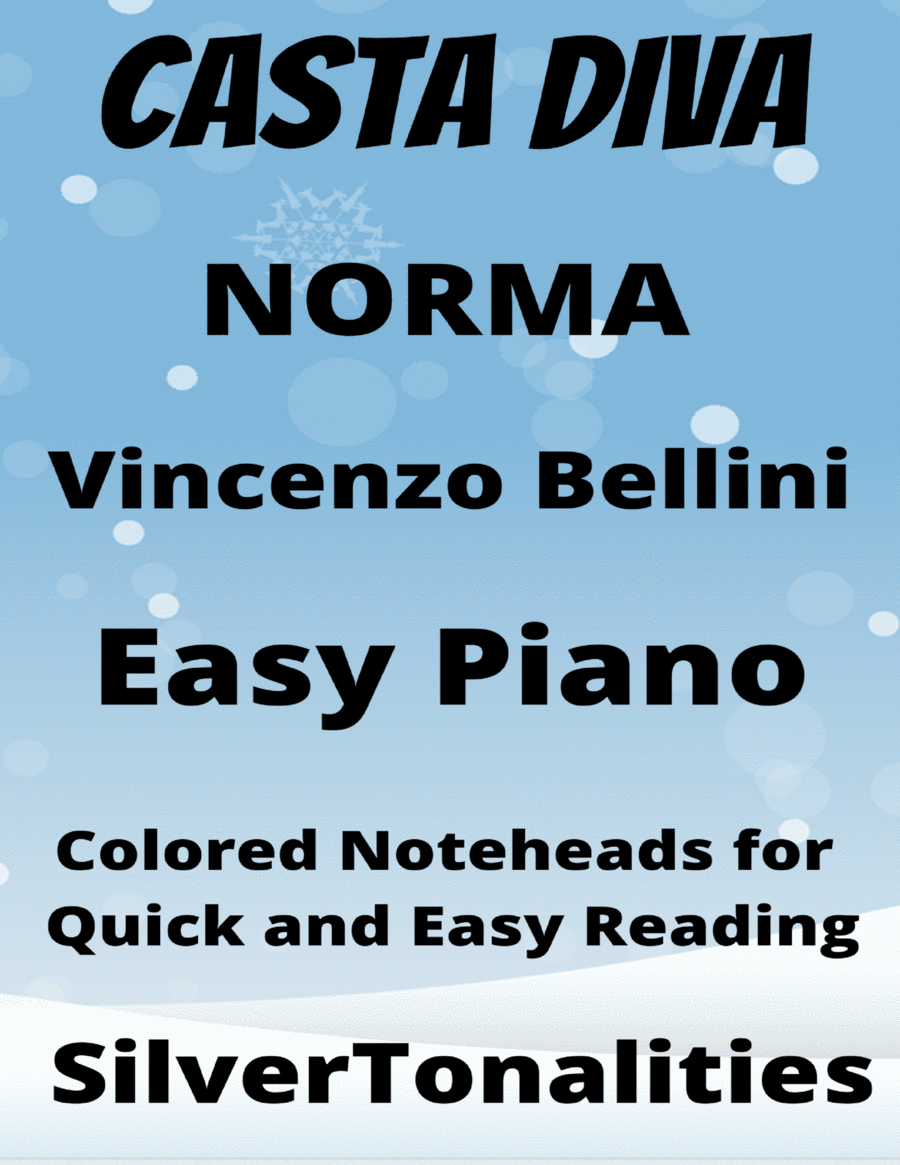 Casta Diva Norma Easy Piano Sheet Music with Colored Notation Piano Method scores gallery preview page 1