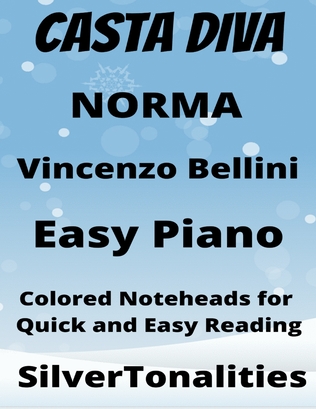 Casta Diva Norma Easy Piano Sheet Music with Colored Notation