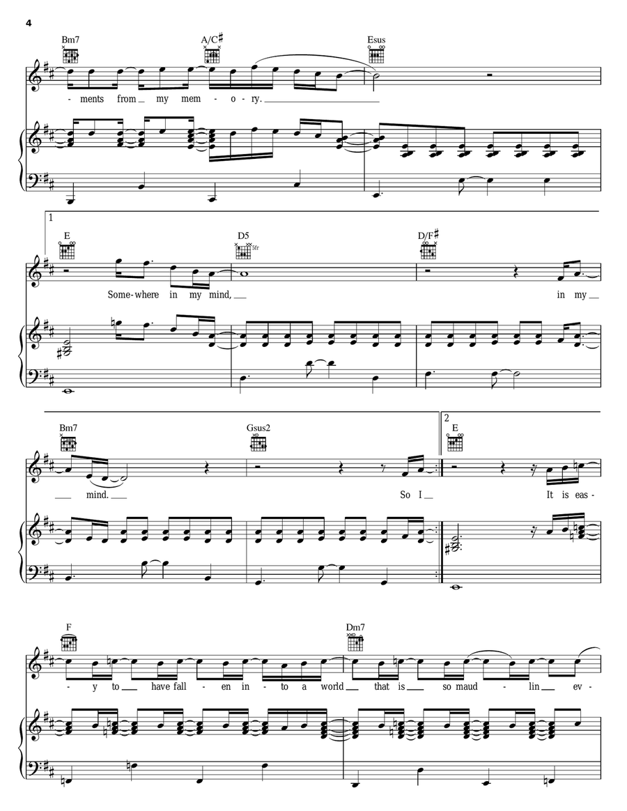 Ghosts Piano, Vocal, Guitar scores gallery preview page 4