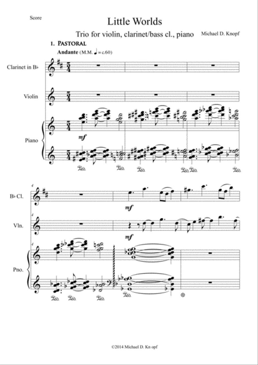Little Worlds for Clarinet, Violin and Piano Small Ensemble scores gallery preview page 1