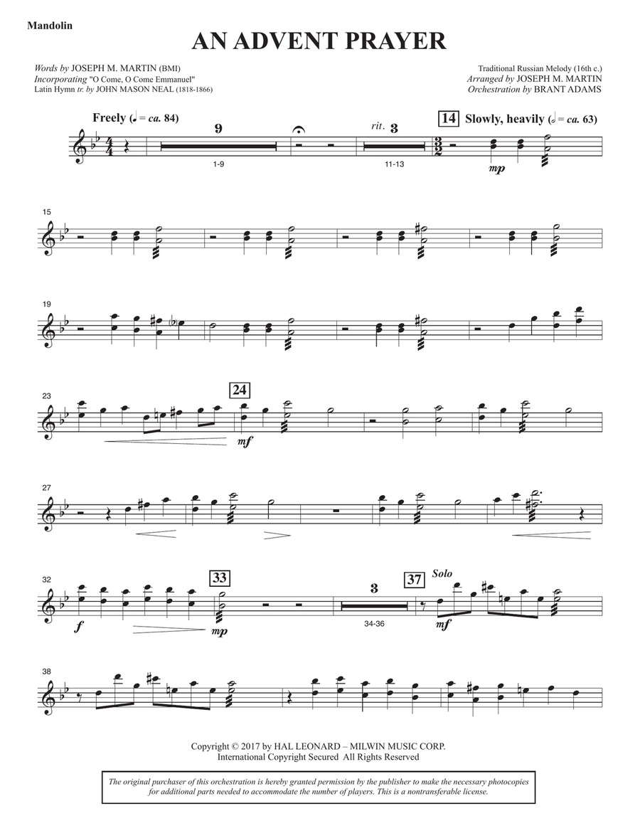 An Advent Prayer (Orchestra) - Mandolin Choir scores gallery preview page 1