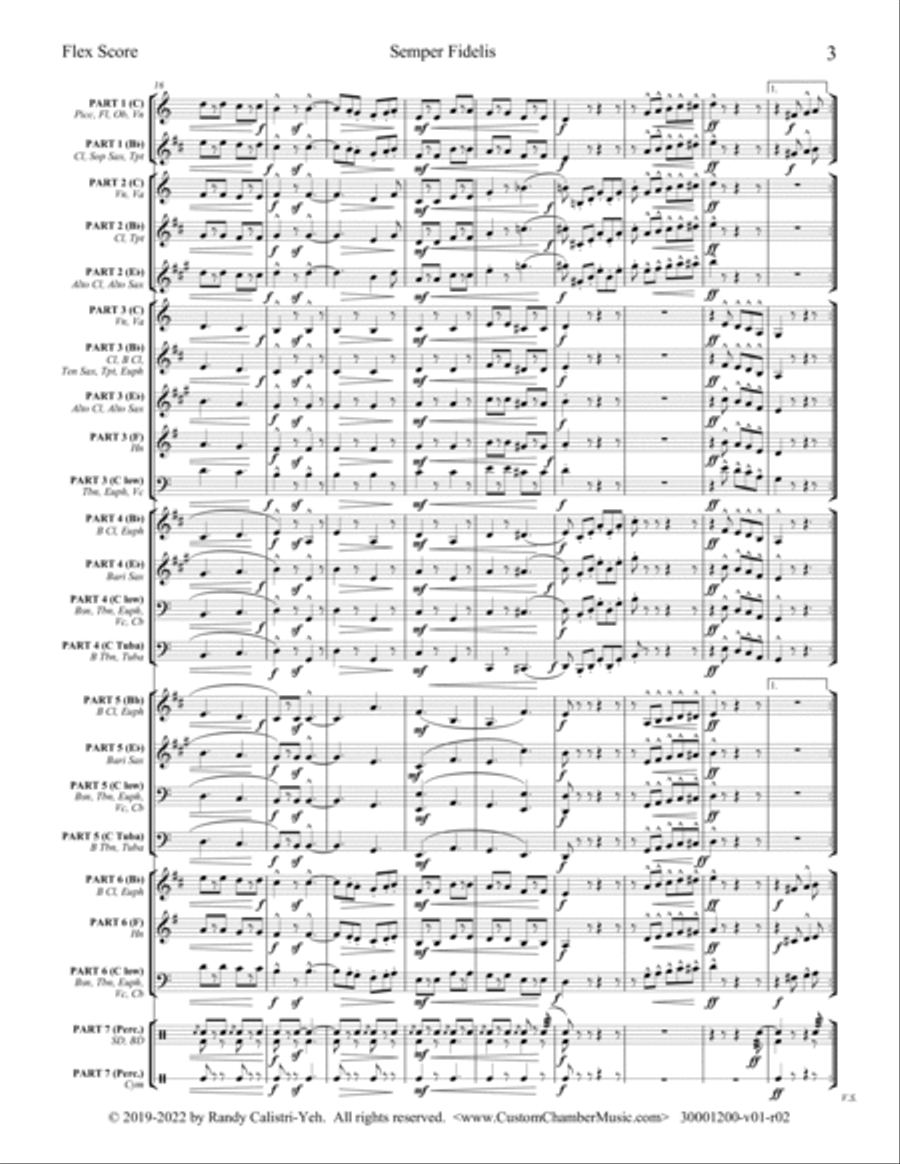 Sousa Semper Fidelis (Flexible Band) Concert Band scores gallery preview page 6