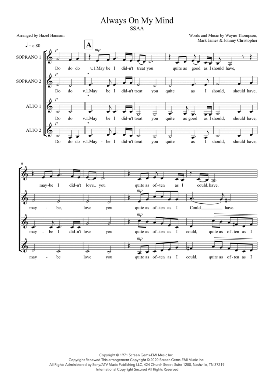 Always On My Mind SSAA scores gallery preview page 1