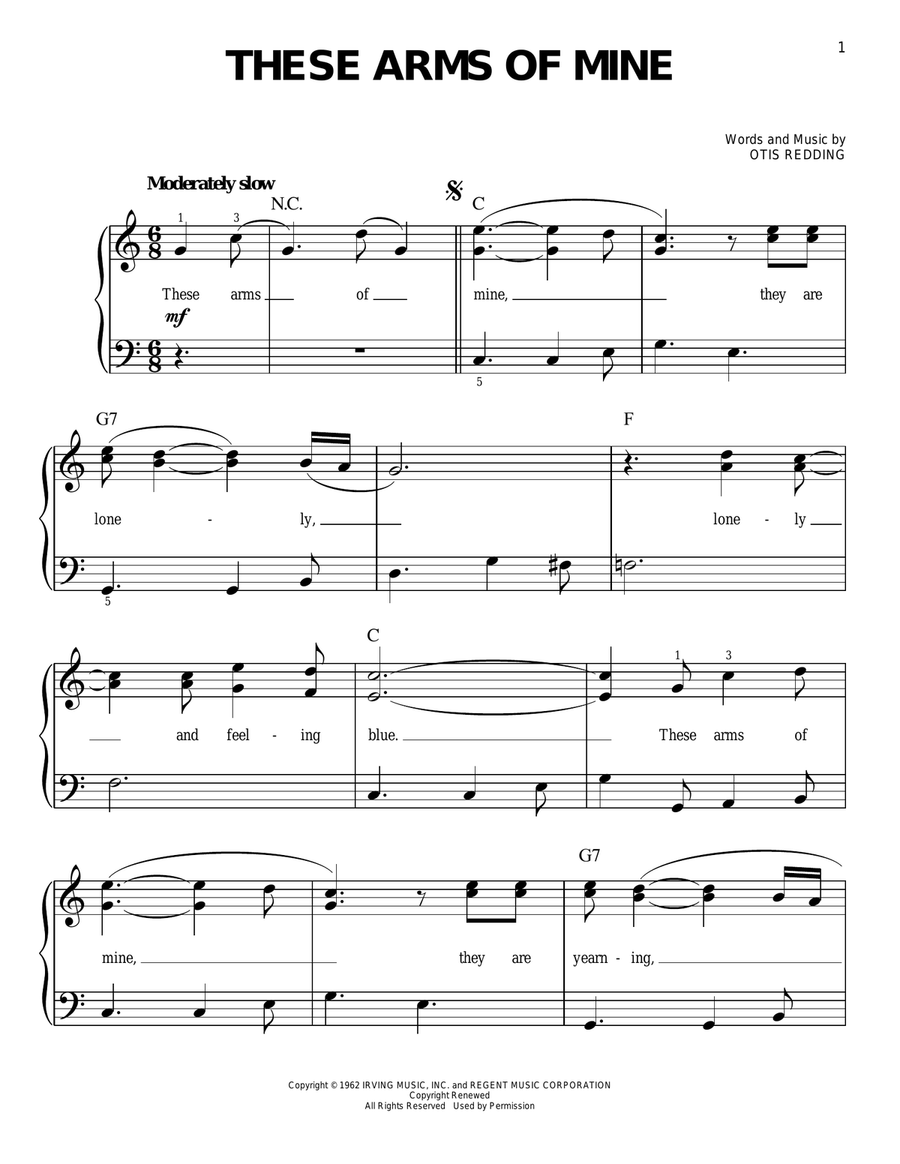 These Arms Of Mine These Arms Of Mine Easy Piano scores gallery preview page 1