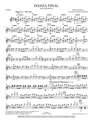 Danza Final (from "Estancia") - Violin 1