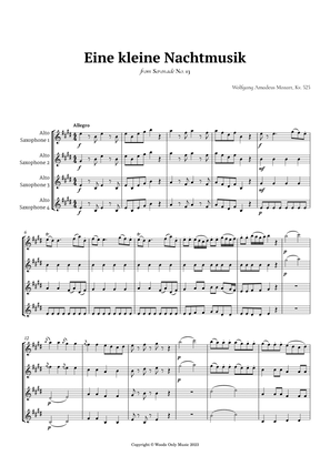 Book cover for Eine kleine Nachtmusik by Mozart for Alto Sax Quartet